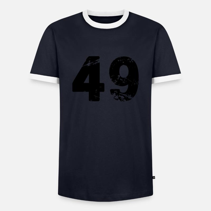 49 - Männer Kontrast-T-Shirt - Navy/Weiß 