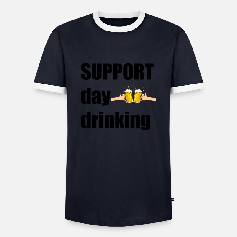 Support day drinking - Männer Kontrast-T-Shirt - Navy/Weiß 