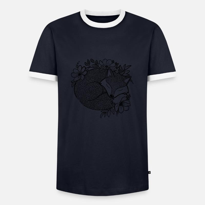 Fuchs 1 - Männer Kontrast-T-Shirt - Navy/Weiß