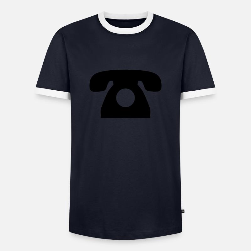 Telefon - Männer Kontrast-T-Shirt - Navy/Weiß