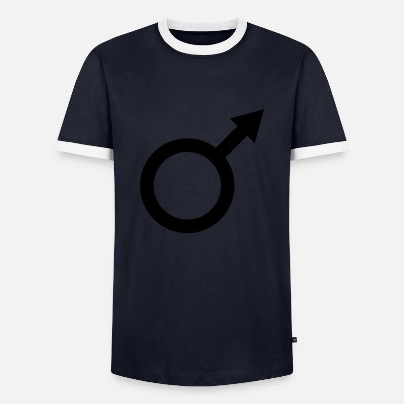 Mann - Männer Kontrast-T-Shirt - Navy/Weiß