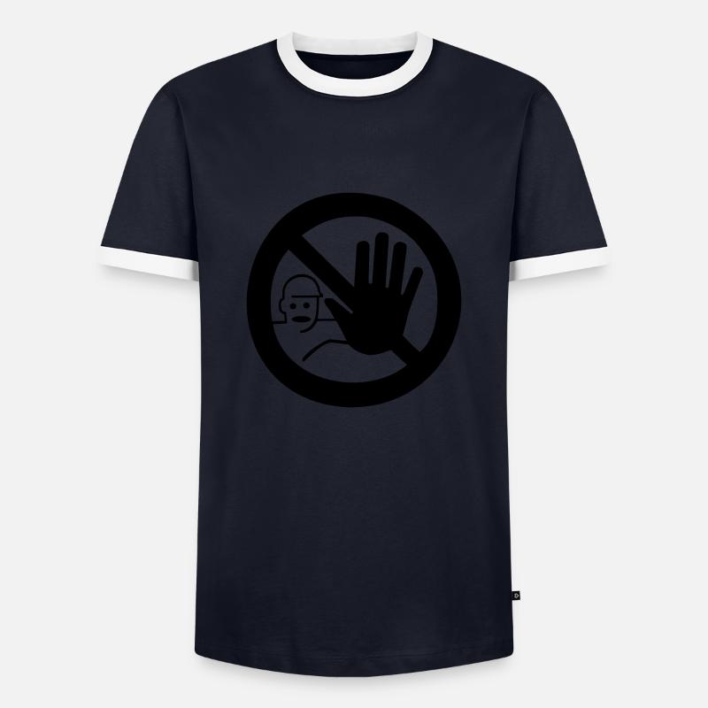 STOP - Männer Kontrast-T-Shirt - Navy/Weiß