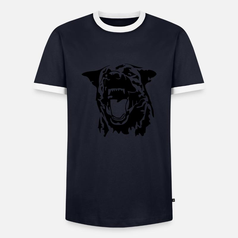 Herderkopf - Männer Kontrast-T-Shirt - Navy/Weiß 