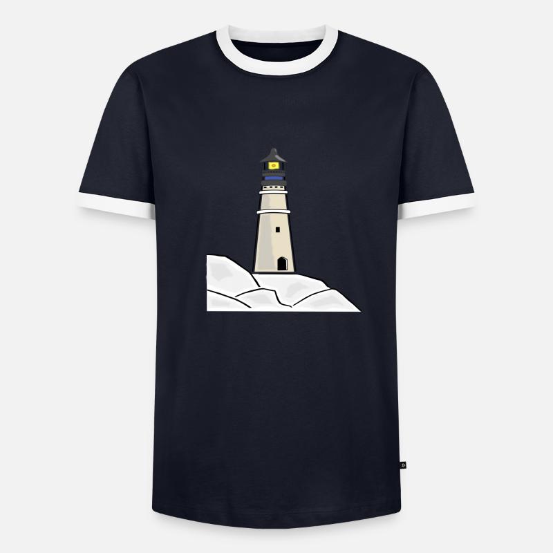 Lighthouse - Men's Ringer Shirt - navy/white 
