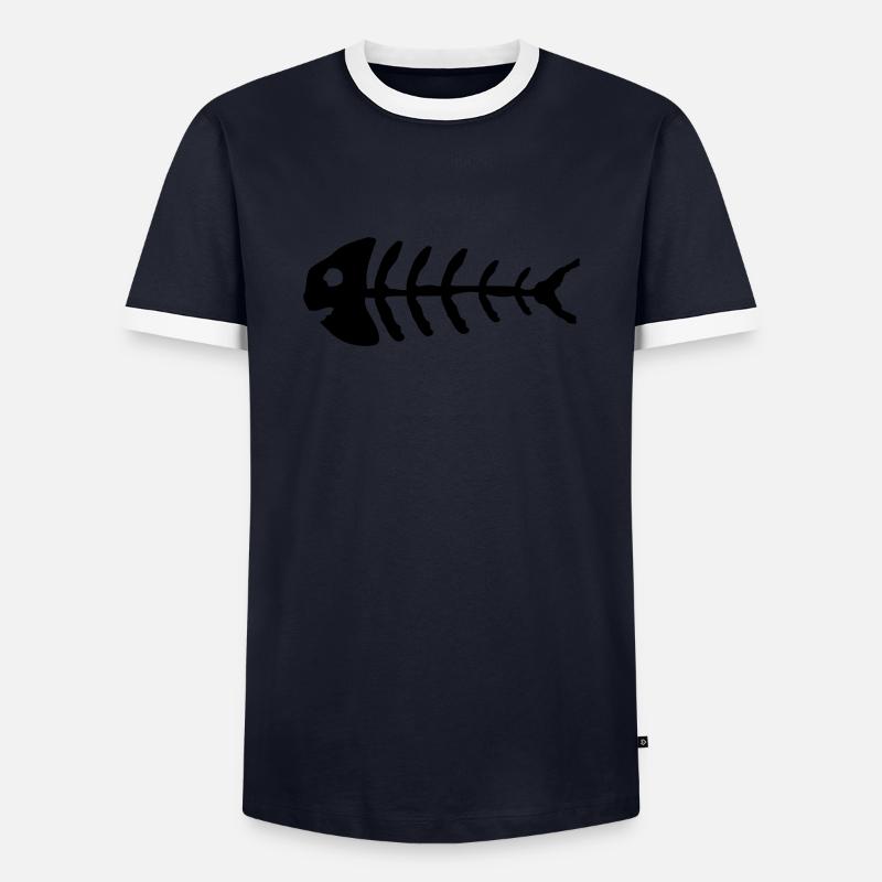 fish_bones_wo1 - Männer Kontrast-T-Shirt - Navy/Weiß