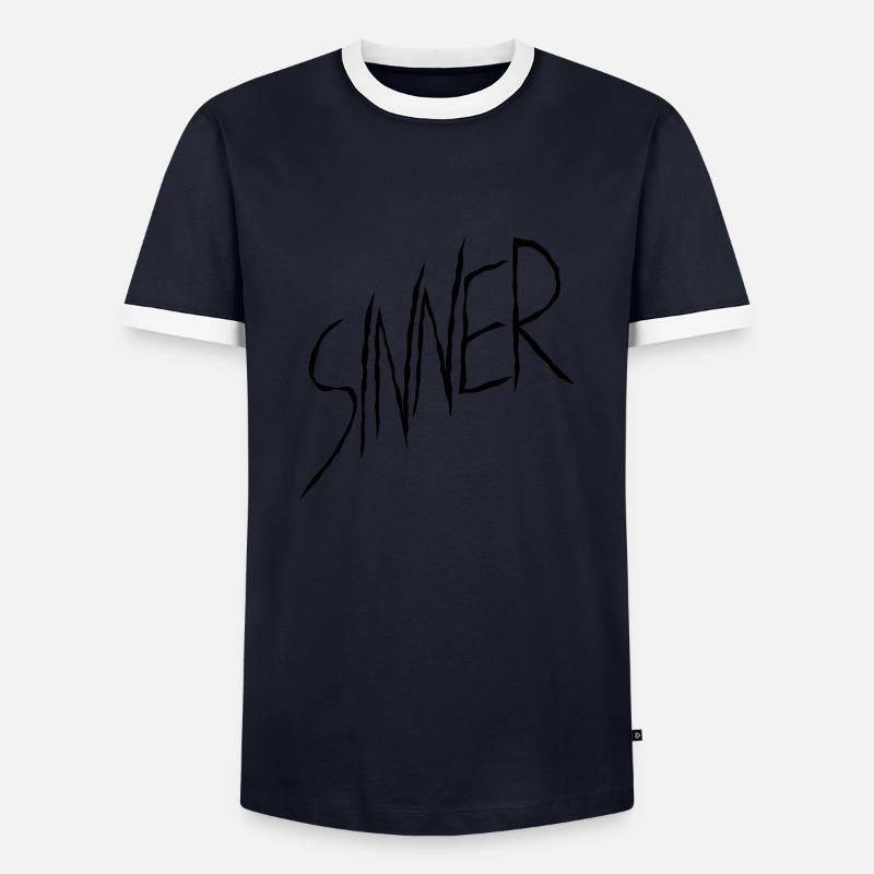 Sinner Text Design - Männer Kontrast-T-Shirt - Navy/Weiß 
