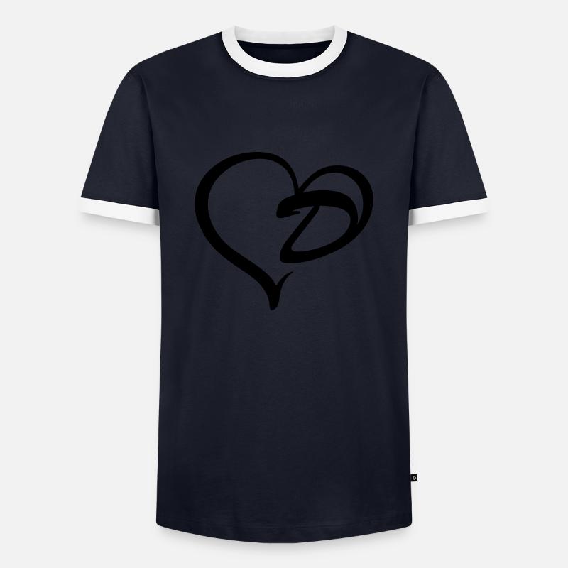 Herz Buchstabe D - Männer Kontrast-T-Shirt - Navy/Weiß 