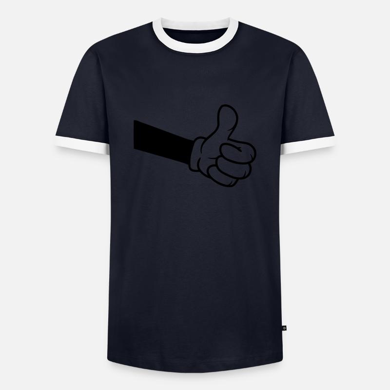Confirm OK Comic Hand - Men's Ringer Shirt - navy/white 
