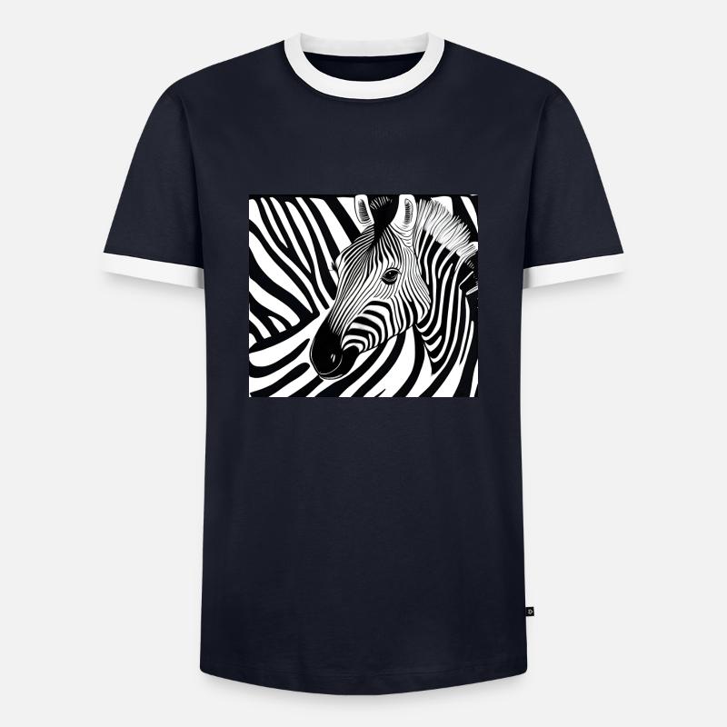Zebra - Männer Kontrast-T-Shirt - Navy/Weiß