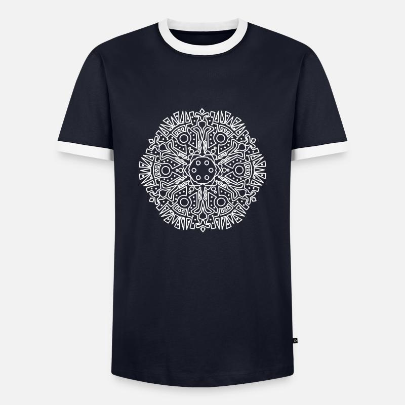 maya pattern - Männer Kontrast-T-Shirt - Navy/Weiß