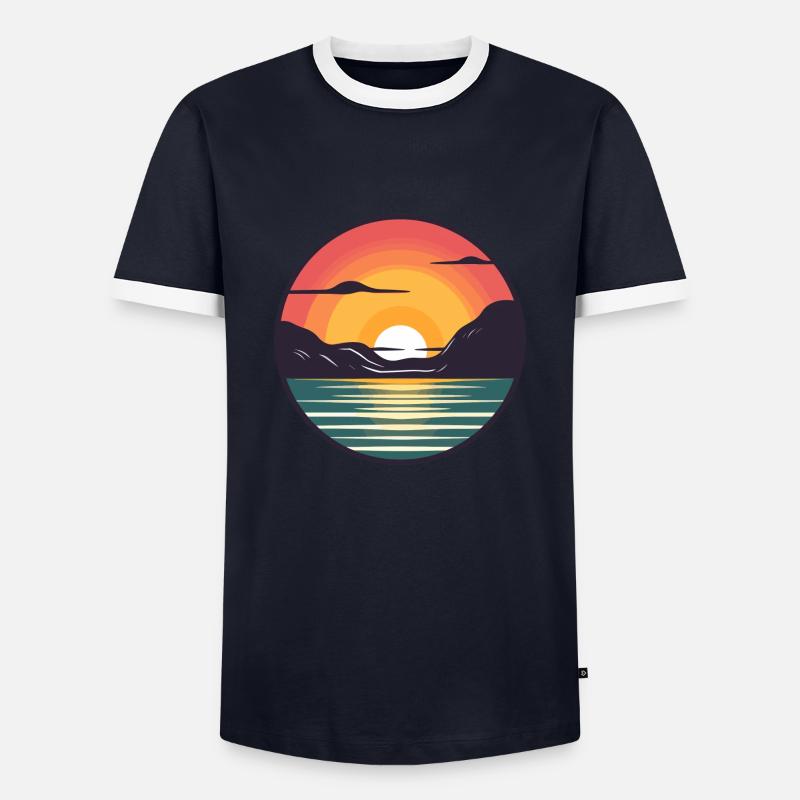 Sunset - Men's Ringer Shirt - navy/white
