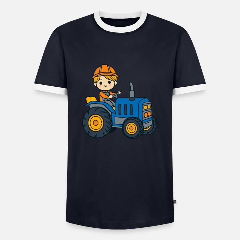 Traktor Junge Kinder - Männer Kontrast-T-Shirt - Navy/Weiß