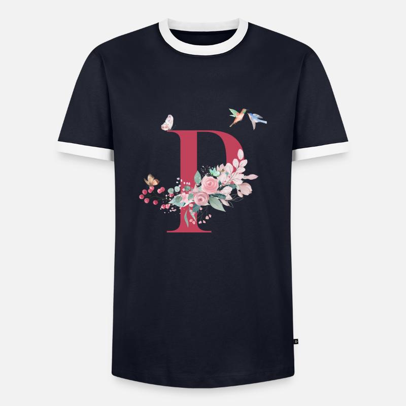 Buchstabe p floral - Geschenkidee - Männer Kontrast-T-Shirt - Navy/Weiß
