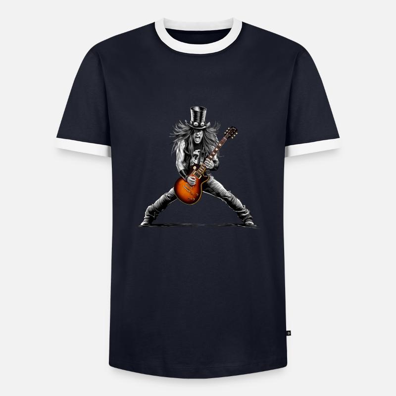Inferno Riffs - Men's Ringer Shirt - navy/white 