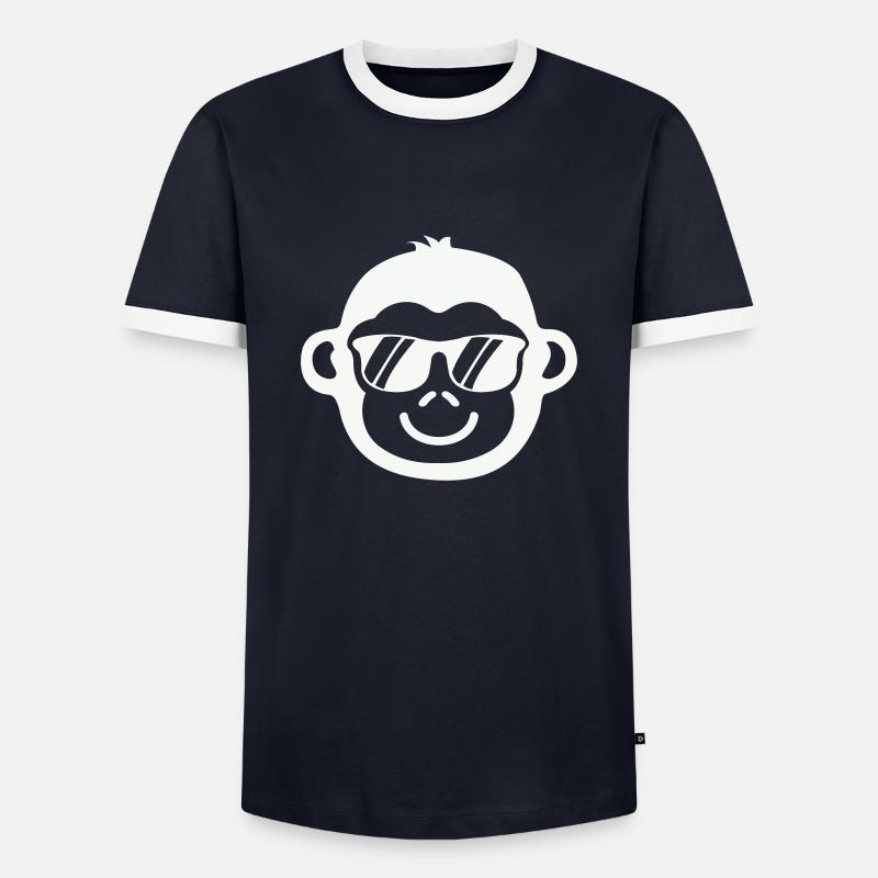 Cool Monkey - Men's Ringer Shirt - navy/white