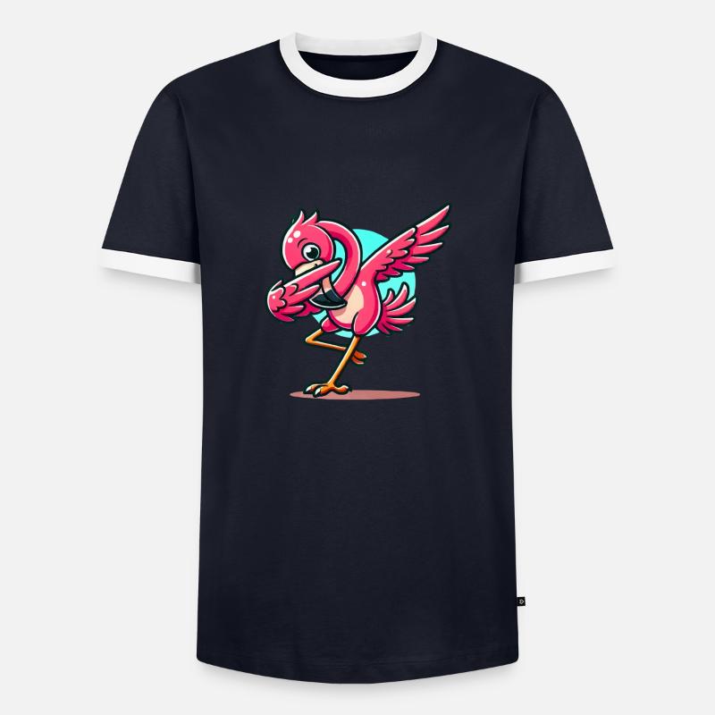 flamingo comic - Männer Kontrast-T-Shirt - Navy/Weiß