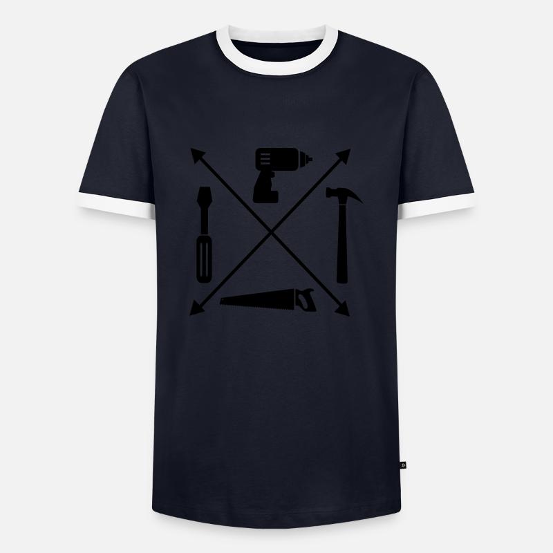 Handwerker - Männer Kontrast-T-Shirt - Navy/Weiß 