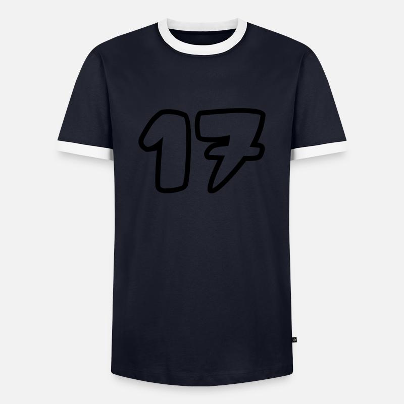 17 - Männer Kontrast-T-Shirt - Navy/Weiß 