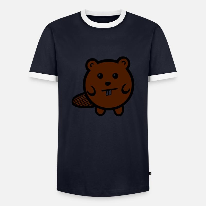 Mr. Biber - Männer Kontrast-T-Shirt - Navy/Weiß