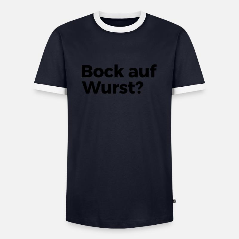 Bock auf Wurst - Männer Kontrast-T-Shirt - Navy/Weiß
