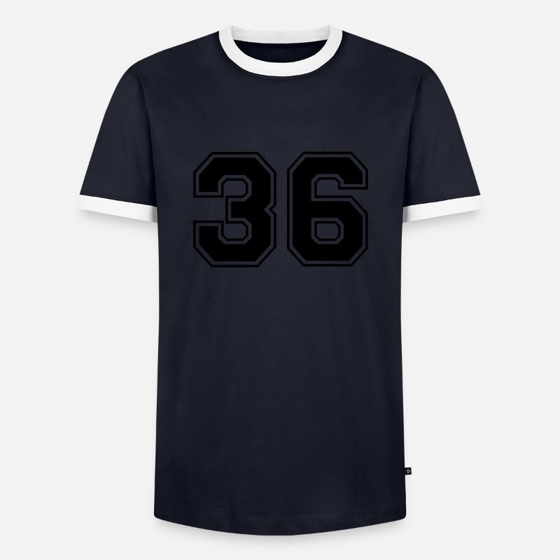 36 - Männer Kontrast-T-Shirt - Navy/Weiß 