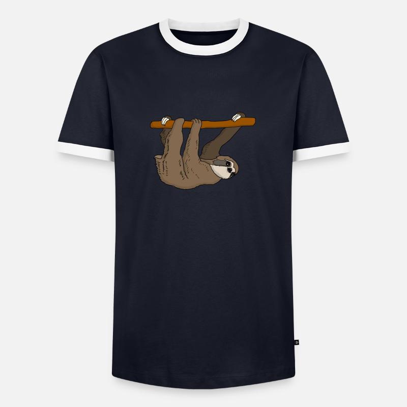 Faultier - Männer Kontrast-T-Shirt - Navy/Weiß 