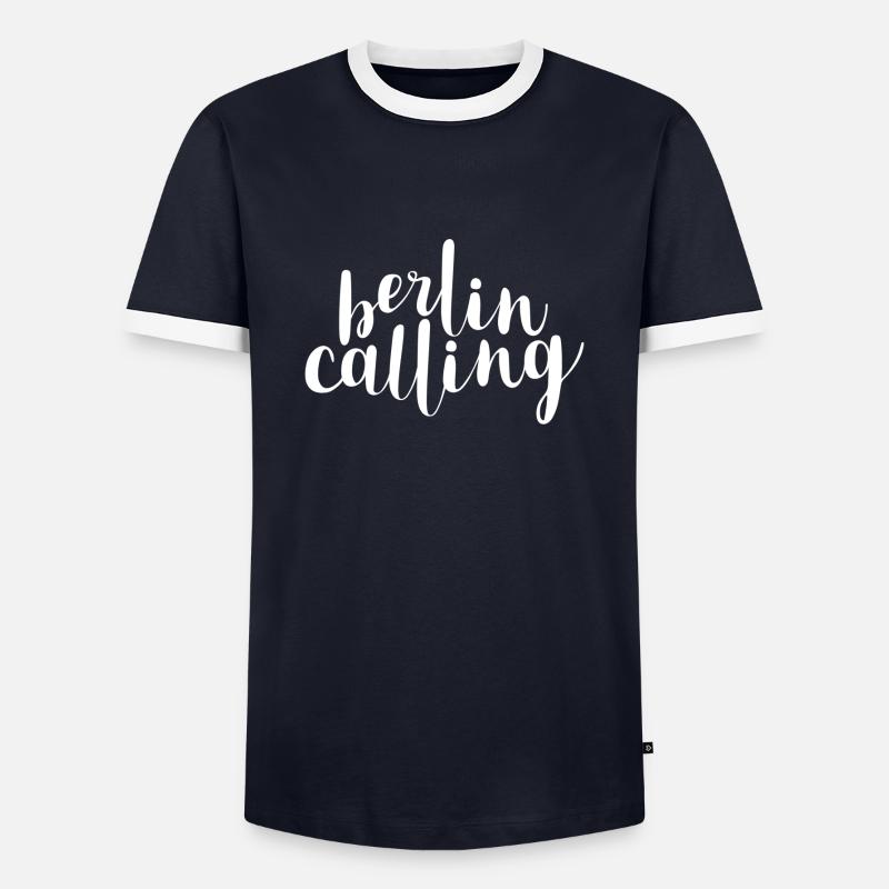 Berlin Calling - Men's Ringer Shirt - navy/white