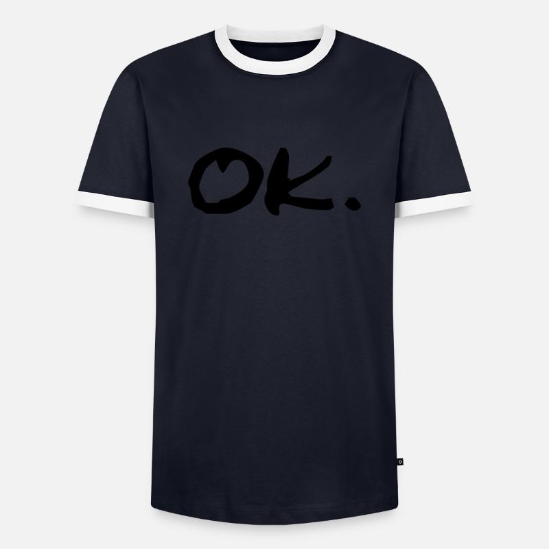 ok - Männer Kontrast-T-Shirt - Navy/Weiß
