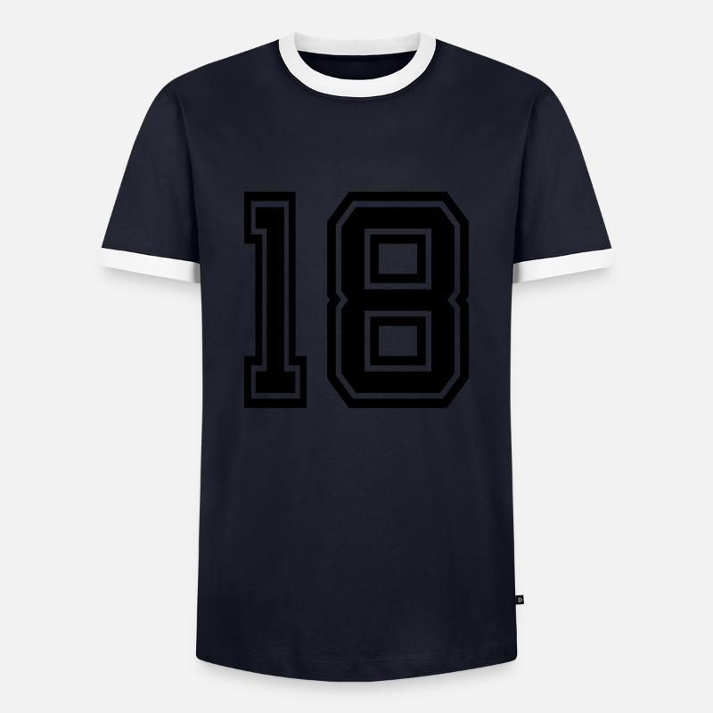 18 - Männer Kontrast-T-Shirt - Navy/Weiß 