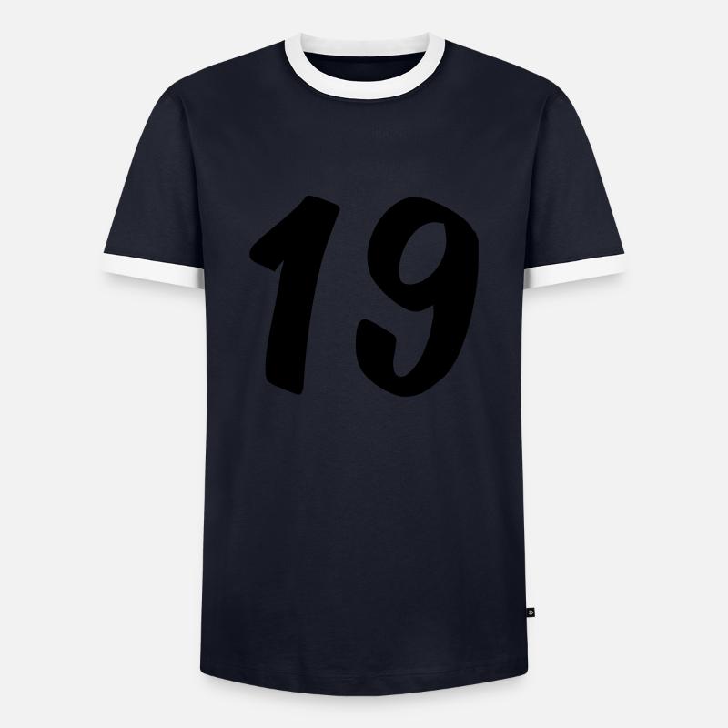 19 - Männer Kontrast-T-Shirt - Navy/Weiß 