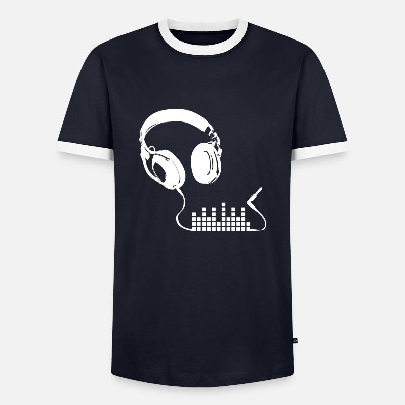Kopfhörer Trippy Glitch Equalizer - Männer Kontrast-T-Shirt - Navy/Weiß 