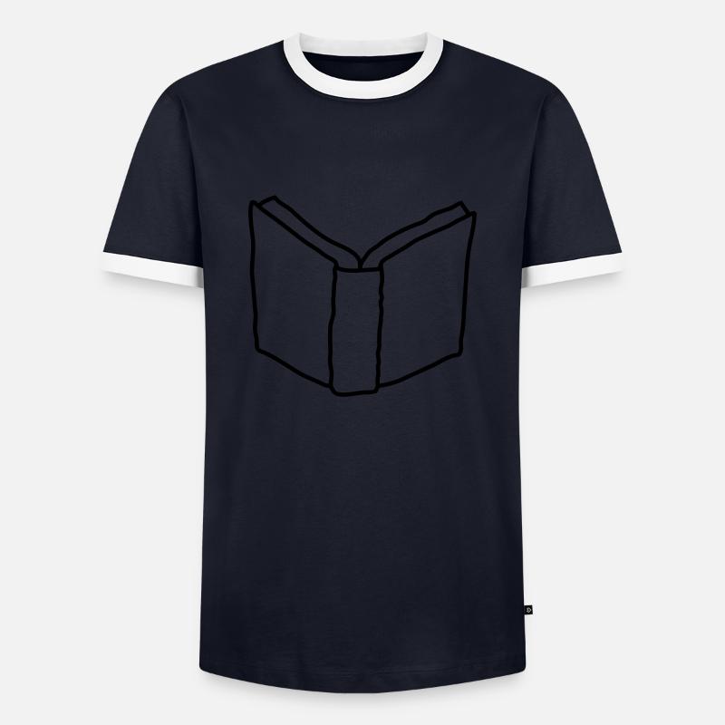Comic open novel book - Men's Ringer Shirt - navy/white 