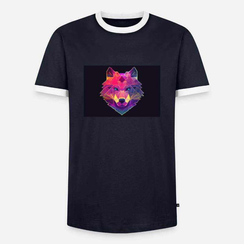 Polygon wolf - Men's Ringer Shirt - navy/white 