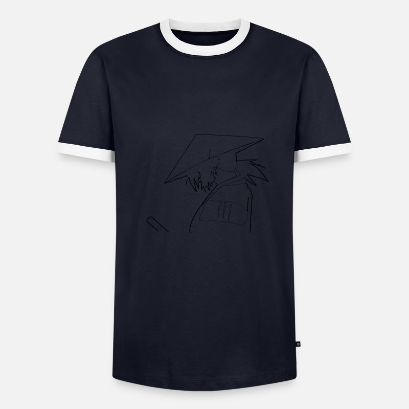 Samurai - Männer Kontrast-T-Shirt - Navy/Weiß