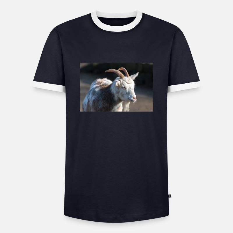 Zwergziege oder Zwergziege - Männer Kontrast-T-Shirt - Navy/Weiß 