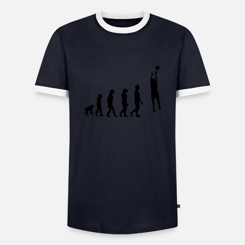 Basketball-Evolution - Männer Kontrast-T-Shirt - Navy/Weiß 