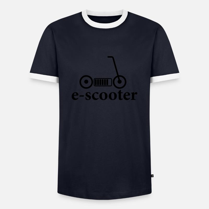 E-Scooter E-Roller Scooter - Männer Kontrast-T-Shirt - Navy/Weiß 