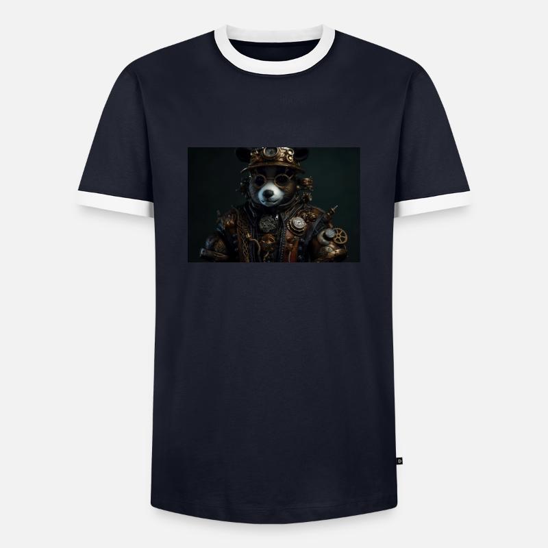 Panda 4 - Männer Kontrast-T-Shirt - Navy/Weiß 