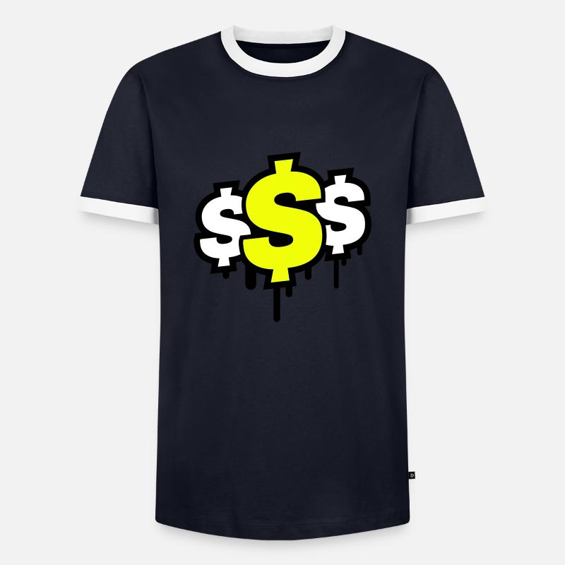 Dollar Symbol - Men's Ringer Shirt - navy/white
