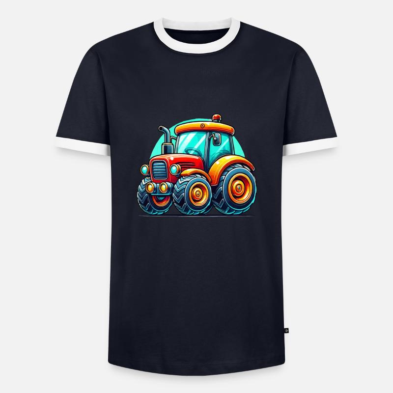 Traktor - Männer Kontrast-T-Shirt - Navy/Weiß