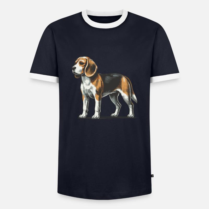 Beagle - Men's Ringer Shirt - navy/white