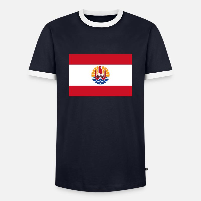 French Polynesia - Men's Ringer Shirt - navy/white 