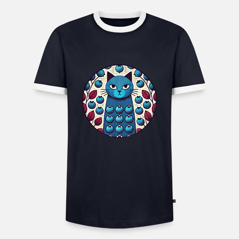 Blaubeer-Katze - Männer Kontrast-T-Shirt - Navy/Weiß