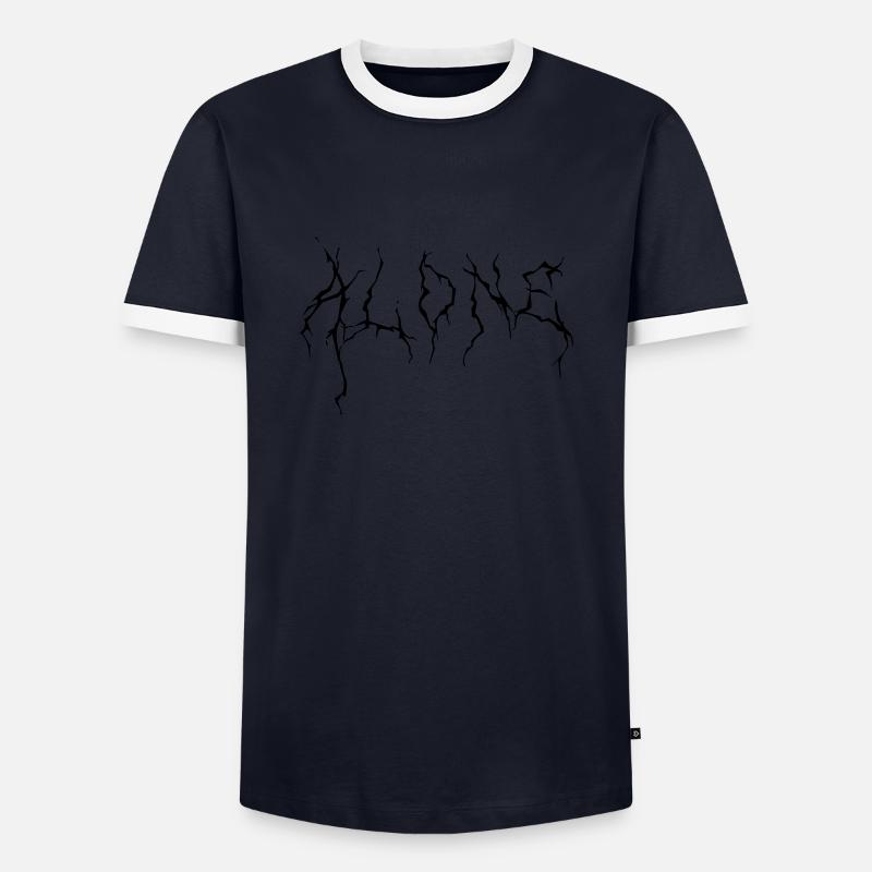 ALONE - Männer Kontrast-T-Shirt - Navy/Weiß 