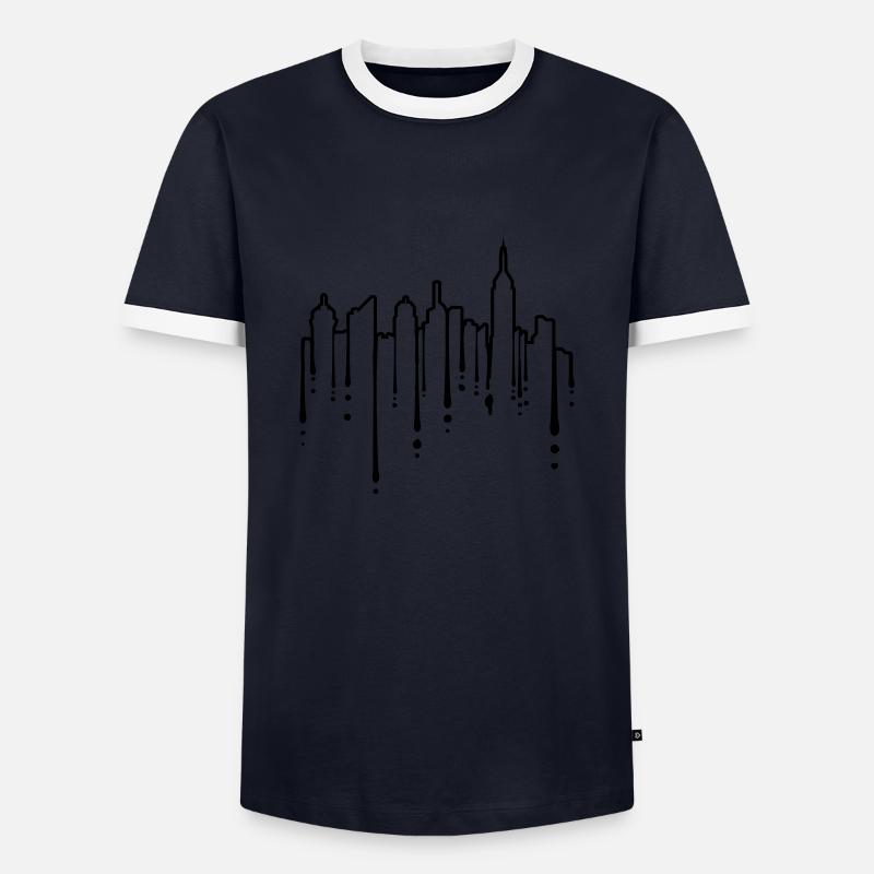 Silhouette Graffiti Hochhäuser - Männer Kontrast-T-Shirt - Navy/Weiß 