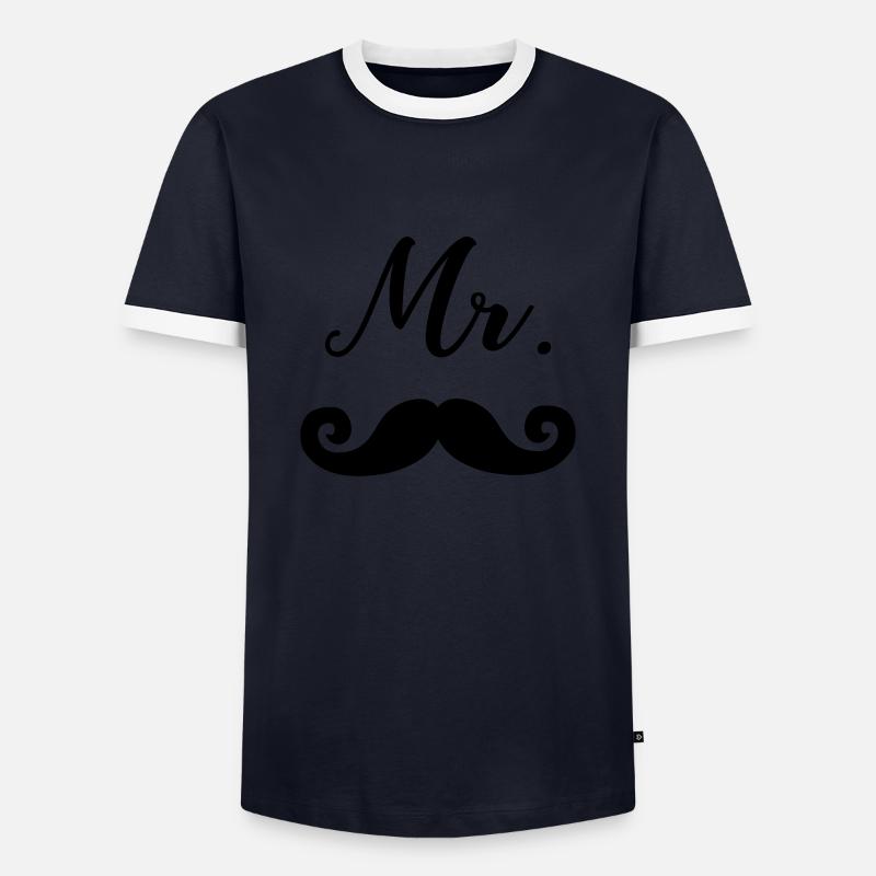 Mr Moustache - Men's Ringer Shirt - navy/white 
