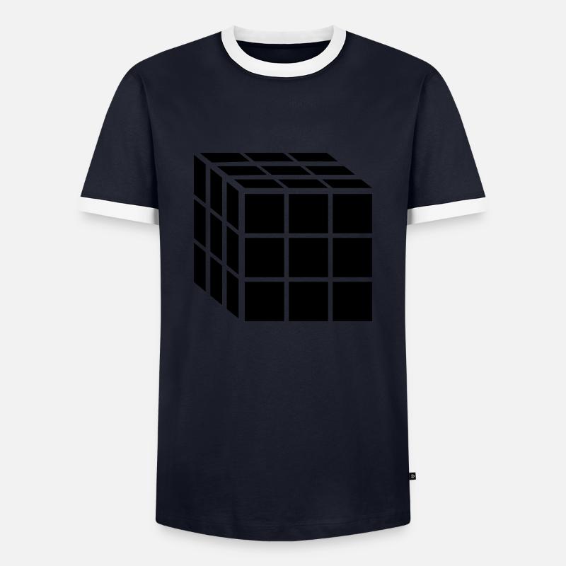 3x3 Block Cube - Men's Ringer Shirt - navy/white 