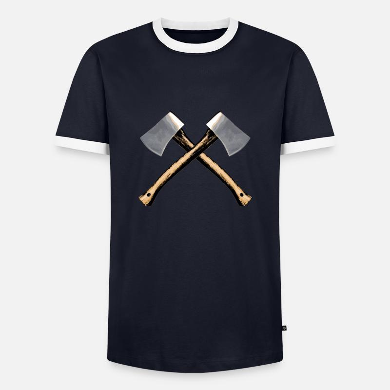 Axt - Männer Kontrast-T-Shirt - Navy/Weiß 