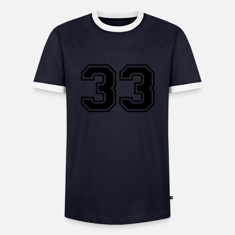 33 - Männer Kontrast-T-Shirt - Navy/Weiß 