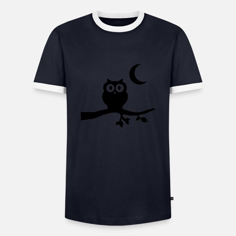 eule_vollmond - Men's Ringer Shirt - navy/white 